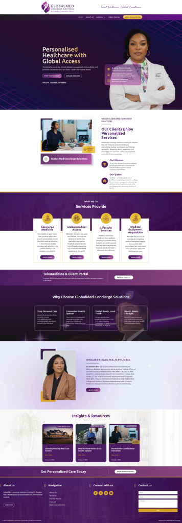 GlobalMed Concierge Solutions website design by Fundelex Infosystems