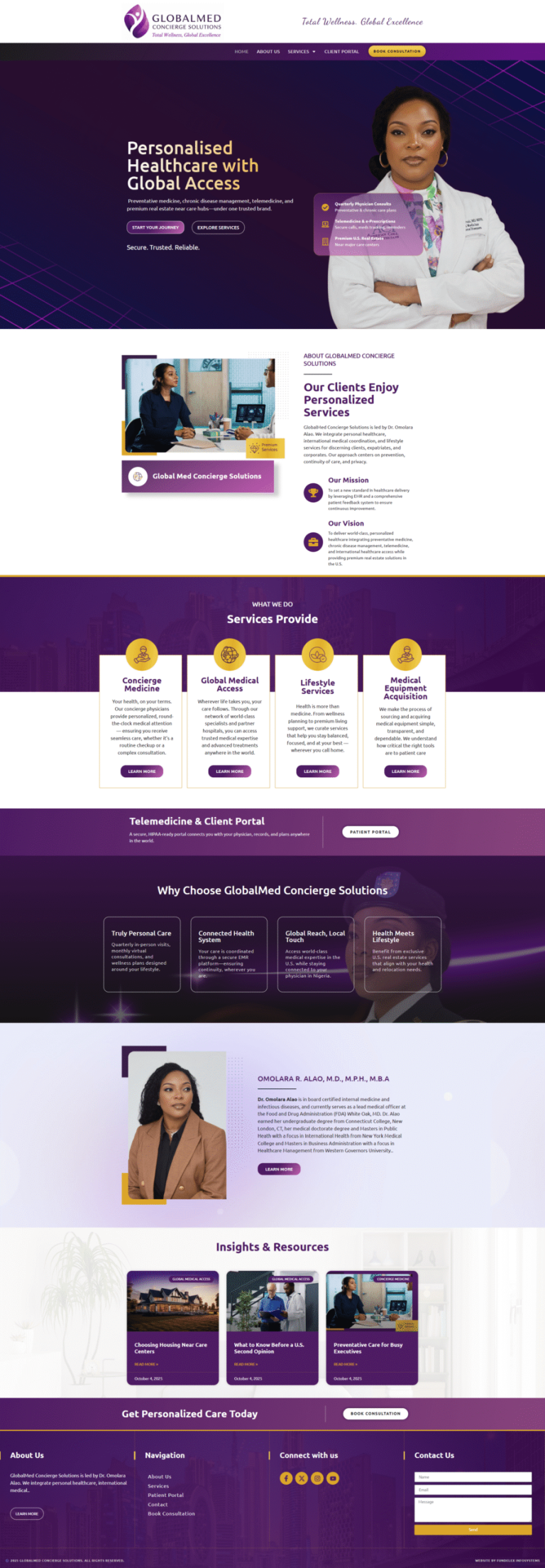 GlobalMed Concierge Solutions website design by Fundelex Infosystems