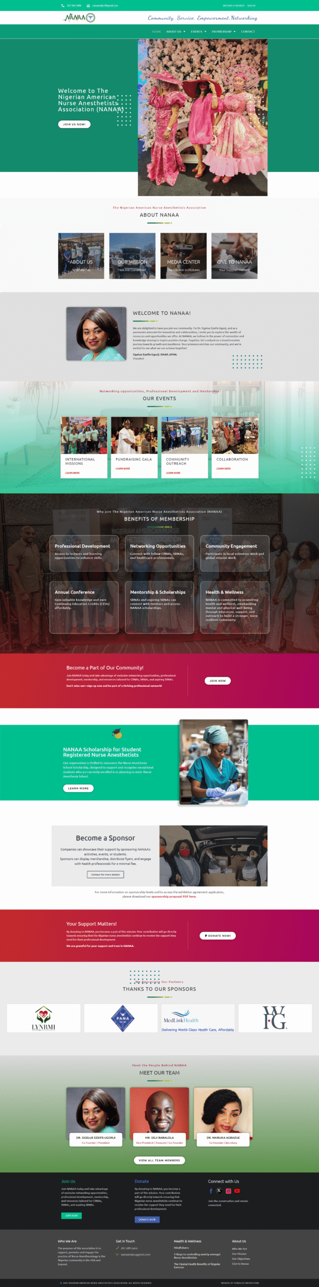 Nigerian American Nurse Anesthetists Association website design by Fundelex Infosystems