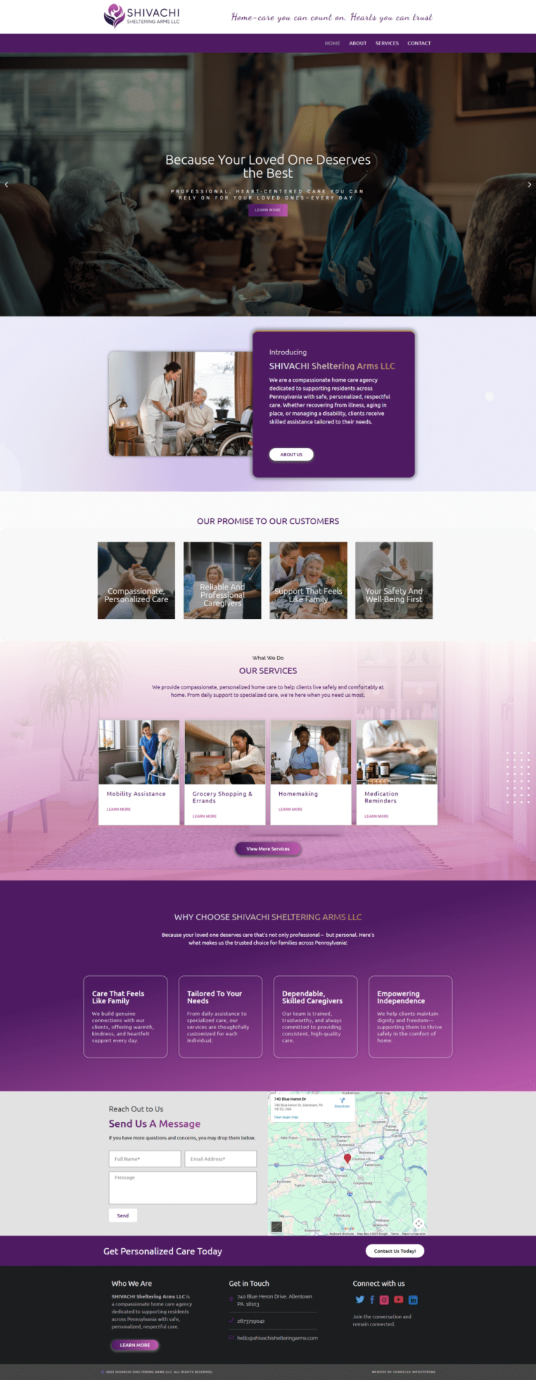 SHIVACHI Sheltering Arms LLC website design by Fundelex Infosystems