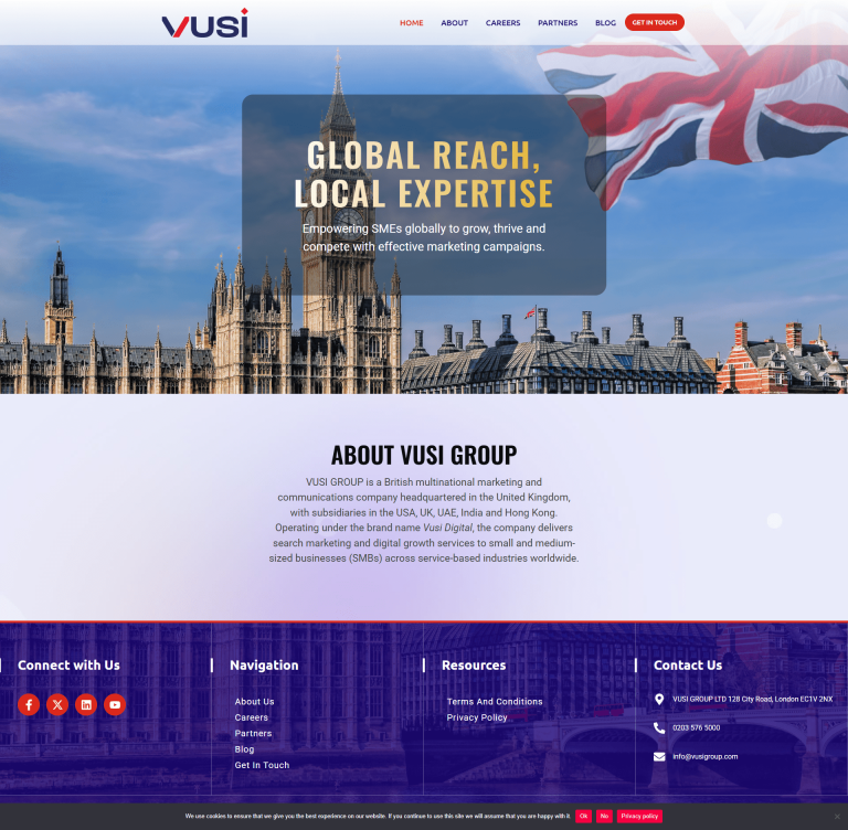 Vusi Group Ltd website design by Fundelex Infosystems